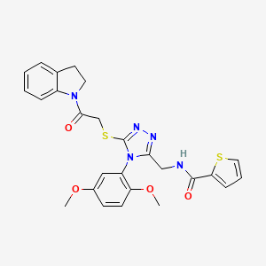 N-((4-(2,5-dimethoxyphenyl)-5-((2-(indolin-1-yl)-2-oxoethyl)thio)-4H-1,2,4-triazol-3-yl)methyl)thiophene-2-carboxamide