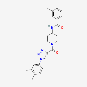 B2656197 N-(1-(1-(3,4-dimethylphenyl)-1H-1,2,3-triazole-4-carbonyl)piperidin-4-yl)-3-methylbenzamide CAS No. 1251551-16-2