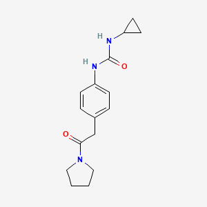 molecular formula C16H21N3O2 B2656199 1-Cyclopropyl-3-(4-(2-oxo-2-(pyrrolidin-1-yl)ethyl)phenyl)urea CAS No. 1206986-46-0