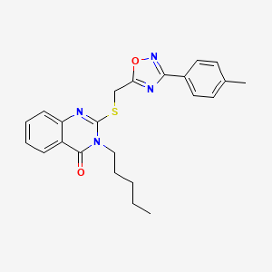 molecular formula C23H24N4O2S B2656205 3-pentyl-2-(((3-(p-tolyl)-1,2,4-oxadiazol-5-yl)methyl)thio)quinazolin-4(3H)-one CAS No. 2034326-18-4