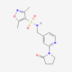 3,5-dimethyl-N-((2-(2-oxopyrrolidin-1-yl)pyridin-4-yl)methyl)isoxazole-4-sulfonamide