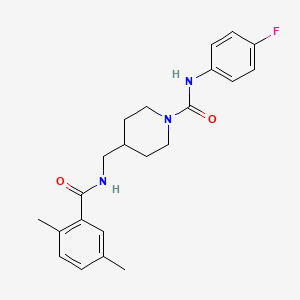 molecular formula C22H26FN3O2 B2656212 4-((2,5-dimethylbenzamido)methyl)-N-(4-fluorophenyl)piperidine-1-carboxamide CAS No. 1234788-60-3