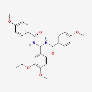 N-[(3-ethoxy-4-methoxyphenyl)-[(4-methoxybenzoyl)amino]methyl]-4-methoxybenzamide