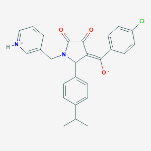 molecular formula C26H23ClN2O3 B265622 (E)-(4-chlorophenyl){4,5-dioxo-2-[4-(propan-2-yl)phenyl]-1-(pyridinium-3-ylmethyl)pyrrolidin-3-ylidene}methanolate 