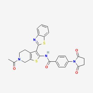 N-(6-acetyl-3-(benzo[d]thiazol-2-yl)-4,5,6,7-tetrahydrothieno[2,3-c]pyridin-2-yl)-4-(2,5-dioxopyrrolidin-1-yl)benzamide