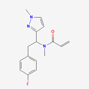 molecular formula C16H18FN3O B2656264 N-[2-(4-Fluorophenyl)-1-(1-methylpyrazol-3-yl)ethyl]-N-methylprop-2-enamide CAS No. 2411245-81-1