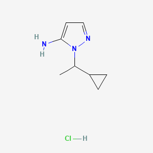 molecular formula C8H14ClN3 B2656286 1-(1-cyclopropylethyl)-1H-pyrazol-5-amine hydrochloride CAS No. 1171637-58-3