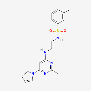 3-methyl-N-(2-((2-methyl-6-(1H-pyrrol-1-yl)pyrimidin-4-yl)amino)ethyl)benzenesulfonamide
