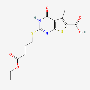 2-((4-Ethoxy-4-oxobutyl)thio)-5-methyl-4-oxo-3,4-dihydrothieno[2,3-d]pyrimidine-6-carboxylic acid