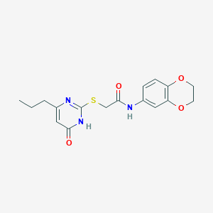 molecular formula C17H19N3O4S B2656302 N-(2,3-dihydro-1,4-benzodioxin-6-yl)-2-[(4-hydroxy-6-propylpyrimidin-2-yl)sulfanyl]acetamide CAS No. 454651-97-9