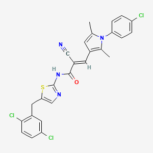 (E)-3-[1-(4-chlorophenyl)-2,5-dimethylpyrrol-3-yl]-2-cyano-N-[5-[(2,5-dichlorophenyl)methyl]-1,3-thiazol-2-yl]prop-2-enamide