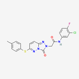 molecular formula C20H15ClFN5O2S B2656333 N-(3-chloro-4-fluorophenyl)-2-(3-oxo-6-(p-tolylthio)-[1,2,4]triazolo[4,3-b]pyridazin-2(3H)-yl)acetamide CAS No. 1243099-57-1