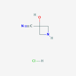 molecular formula C4H7ClN2O B2656348 3-羟基氮杂环丁烷-3-腈盐酸盐 CAS No. 1785077-92-0