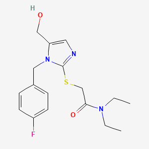 N,N-diethyl-2-((1-(4-fluorobenzyl)-5-(hydroxymethyl)-1H-imidazol-2-yl)thio)acetamide