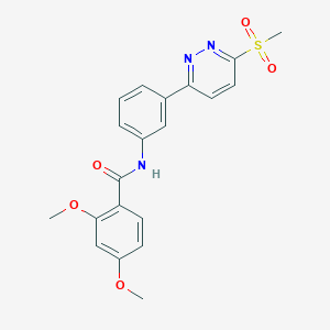 molecular formula C20H19N3O5S B2656357 2,4-dimethoxy-N-(3-(6-(methylsulfonyl)pyridazin-3-yl)phenyl)benzamide CAS No. 897614-23-2