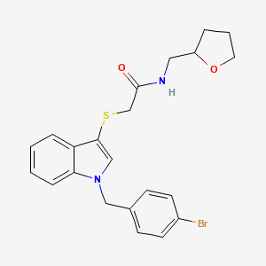 2-[1-[(4-bromophenyl)methyl]indol-3-yl]sulfanyl-N-(oxolan-2-ylmethyl)acetamide