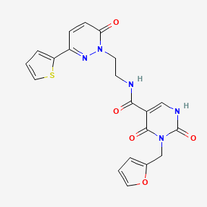 molecular formula C20H17N5O5S B2656370 3-(furan-2-ylmethyl)-2,4-dioxo-N-(2-(6-oxo-3-(thiophen-2-yl)pyridazin-1(6H)-yl)ethyl)-1,2,3,4-tetrahydropyrimidine-5-carboxamide CAS No. 1421498-94-3