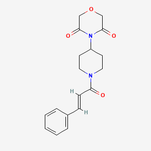 molecular formula C18H20N2O4 B2656414 (E)-4-(1-cinnamoylpiperidin-4-yl)morpholine-3,5-dione CAS No. 2034998-09-7