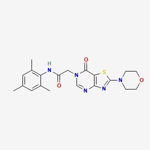 molecular formula C20H23N5O3S B2656438 N-mesityl-2-(2-morpholino-7-oxothiazolo[4,5-d]pyrimidin-6(7H)-yl)acetamide CAS No. 1223784-08-4