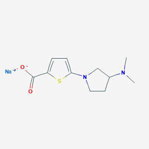 molecular formula C11H15N2NaO2S B2656443 Sodium 5-[3-(dimethylamino)pyrrolidin-1-yl]thiophene-2-carboxylate CAS No. 1955499-77-0