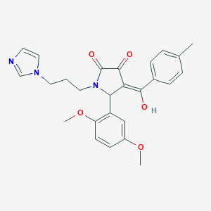 molecular formula C26H27N3O5 B265646 5-(2,5-dimethoxyphenyl)-3-hydroxy-1-[3-(1H-imidazol-1-yl)propyl]-4-(4-methylbenzoyl)-1,5-dihydro-2H-pyrrol-2-one 