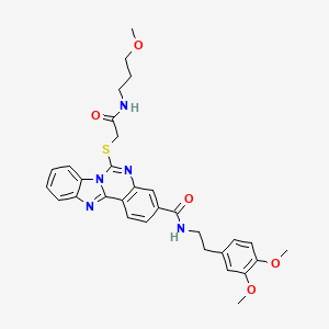 N-(3,4-dimethoxyphenethyl)-6-((2-((3-methoxypropyl)amino)-2-oxoethyl)thio)benzo[4,5]imidazo[1,2-c]quinazoline-3-carboxamide