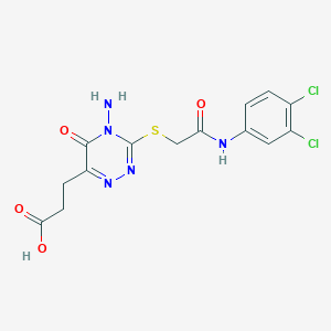 molecular formula C14H13Cl2N5O4S B2656477 3-[4-氨基-3-({2-[(3,4-二氯苯基)氨基]-2-氧代乙基}硫代)-5-氧代-4,5-二氢-1,2,4-三嗪-6-基]丙酸 CAS No. 886954-06-9
