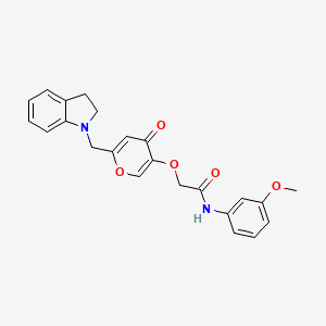2-((6-(indolin-1-ylmethyl)-4-oxo-4H-pyran-3-yl)oxy)-N-(3-methoxyphenyl)acetamide
