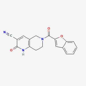 molecular formula C18H13N3O3 B2656498 6-(苯并呋喃-2-羰基)-2-氧代-1,2,5,6,7,8-六氢-1,6-萘啶-3-腈 CAS No. 2034305-99-0