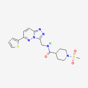 molecular formula C17H20N6O3S2 B2656500 1-(甲基磺酰基)-N-((6-(噻吩-2-基)-[1,2,4]三唑并[4,3-b]哒嗪-3-基)甲基)哌啶-4-甲酰胺 CAS No. 2034262-17-2