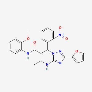 molecular formula C24H20N6O5 B2656519 2-(furan-2-yl)-N-(2-methoxyphenyl)-5-methyl-7-(2-nitrophenyl)-4,7-dihydro-[1,2,4]triazolo[1,5-a]pyrimidine-6-carboxamide CAS No. 540504-78-7