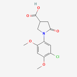 molecular formula C13H14ClNO5 B2656521 1-(5-Chloro-2,4-dimethoxyphenyl)-5-oxopyrrolidine-3-carboxylic acid CAS No. 793727-58-9