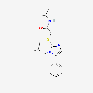 molecular formula C19H27N3OS B2656528 2-((1-isobutyl-5-(p-tolyl)-1H-imidazol-2-yl)thio)-N-isopropylacetamide CAS No. 1207035-52-6