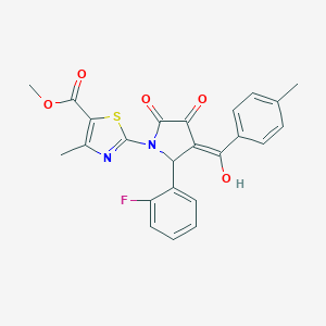 methyl 2-{(3E)-2-(2-fluorophenyl)-3-[hydroxy(4-methylphenyl)methylidene]-4,5-dioxopyrrolidin-1-yl}-4-methyl-1,3-thiazole-5-carboxylate