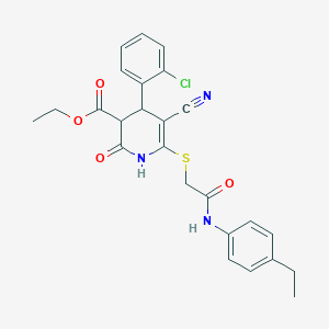 molecular formula C25H24ClN3O4S B265654 Ethyl 4-(2-chlorophenyl)-5-cyano-6-({2-[(4-ethylphenyl)amino]-2-oxoethyl}sulfanyl)-2-hydroxy-3,4-dihydropyridine-3-carboxylate 