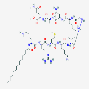 molecular formula C63H118N18O14S B2656541 肉豆蔻酰化Pep2m CAS No. 1423381-07-0