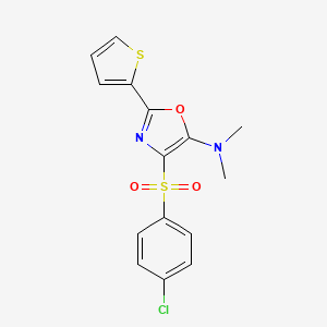 4-(4-chlorophenyl)sulfonyl-N,N-dimethyl-2-thiophen-2-yl-1,3-oxazol-5-amine