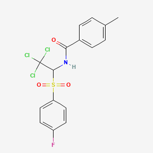 4-methyl-N-[2,2,2-trichloro-1-(4-fluorophenyl)sulfonylethyl]benzamide