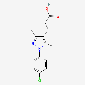 molecular formula C14H15ClN2O2 B2656587 3-[1-(4-chlorophenyl)-3,5-dimethyl-1H-pyrazol-4-yl]propanoic acid CAS No. 1052564-77-8