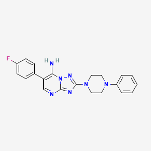 molecular formula C21H20FN7 B2656592 6-(4-Fluorophenyl)-2-(4-phenylpiperazin-1-yl)-[1,2,4]triazolo[1,5-a]pyrimidin-7-amine CAS No. 338403-76-2