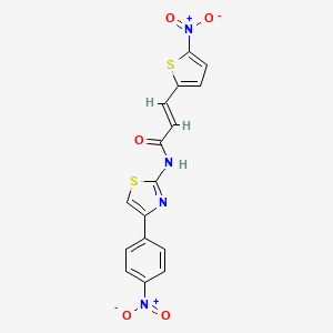 molecular formula C16H10N4O5S2 B2656593 (E)-N-(4-(4-nitrophenyl)thiazol-2-yl)-3-(5-nitrothiophen-2-yl)acrylamide CAS No. 476319-79-6