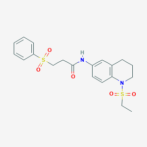 molecular formula C20H24N2O5S2 B2656598 N-(1-(乙磺酰基)-1,2,3,4-四氢喹啉-6-基)-3-(苯磺酰基)丙酰胺 CAS No. 1209539-76-3
