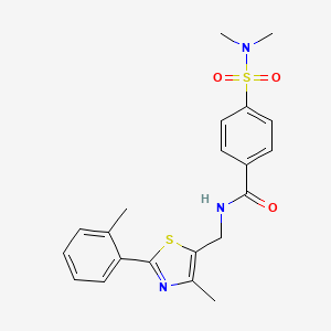 molecular formula C21H23N3O3S2 B2656603 4-(N,N-二甲基氨磺酰基)-N-((4-甲基-2-(邻甲苯基)噻唑-5-基)甲基)苯甲酰胺 CAS No. 1706099-76-4