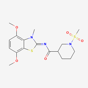 molecular formula C17H23N3O5S2 B2656604 (Z)-N-(4,7-二甲氧基-3-甲基苯并[d]噻唑-2(3H)-亚甲基)-1-(甲磺酰基)哌啶-3-甲酰胺 CAS No. 1058250-79-5