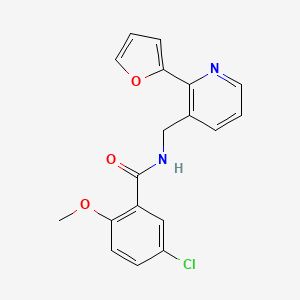 molecular formula C18H15ClN2O3 B2656605 5-chloro-N-((2-(furan-2-yl)pyridin-3-yl)methyl)-2-methoxybenzamide CAS No. 2034344-42-6