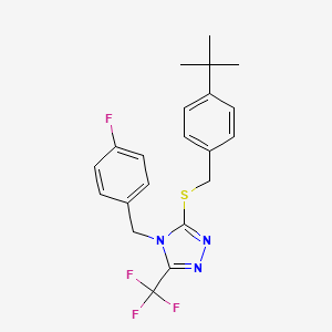 molecular formula C21H21F4N3S B2656609 3-{[4-(叔丁基)苄基]巯基}-4-(4-氟苄基)-5-(三氟甲基)-4H-1,2,4-三唑 CAS No. 866152-93-4