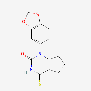 molecular formula C14H12N2O3S B2656610 1-(benzo[d][1,3]dioxol-5-yl)-4-thioxo-3,4,6,7-tetrahydro-1H-cyclopenta[d]pyrimidin-2(5H)-one CAS No. 920410-96-4