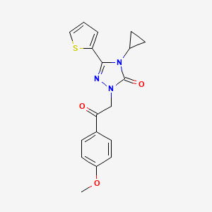 molecular formula C18H17N3O3S B2656614 4-cyclopropyl-1-(2-(4-methoxyphenyl)-2-oxoethyl)-3-(thiophen-2-yl)-1H-1,2,4-triazol-5(4H)-one CAS No. 1428366-84-0