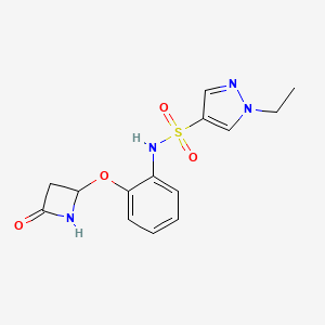 molecular formula C14H16N4O4S B2656620 1-Ethyl-N-[2-(4-oxoazetidin-2-yl)oxyphenyl]pyrazole-4-sulfonamide CAS No. 2128687-86-3