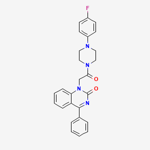 molecular formula C26H23FN4O2 B2656622 1-(2-(4-(4-fluorophenyl)piperazin-1-yl)-2-oxoethyl)-4-phenylquinazolin-2(1H)-one CAS No. 941877-10-7